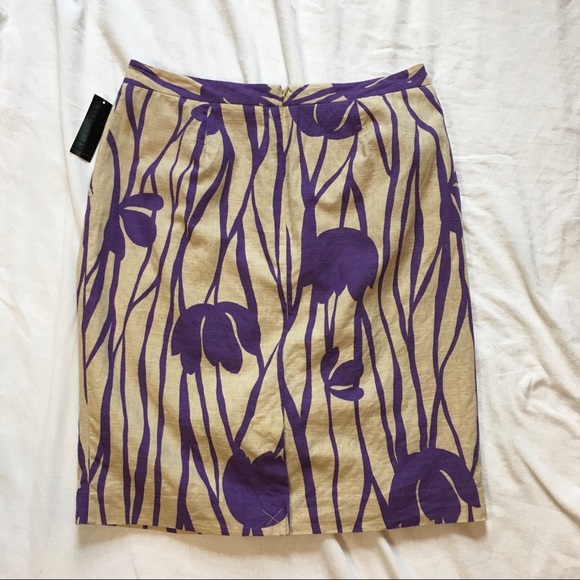 NWT Attention Cream and Purple Cotton Skirt, 10 - Picture 5 of 7